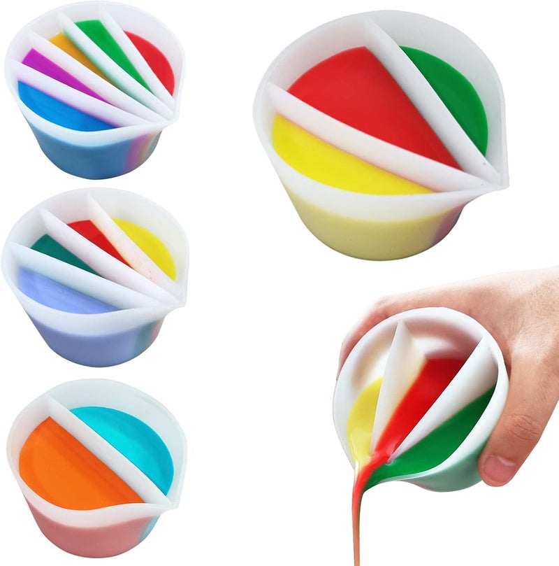 Kunyeah Split Cup for Paint Pouring, Fluid Art Split Cup Acrylic Paint Pour Split Cup Resin Pouring DIY Making Painting Tools Drawing Accessories Reusable Silicone Split Cup with Dividers - Image 1